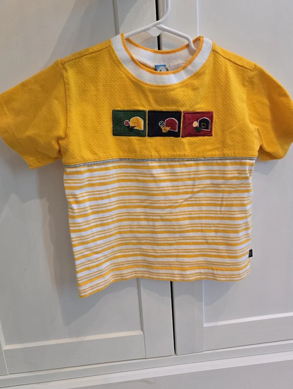 Vintage Y2k Gymboree Yellow Striped Sports Basketball Short Sleeved Tshirt